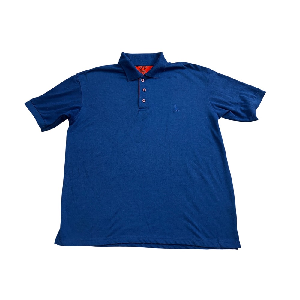 Velero Polo Shirt Mens Large Blue Excellent Short Sleeve Polyester Sailboat Logo